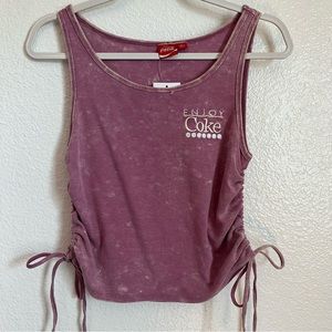 Enjoy Coke Embroidery Coca-Cola Ruched Side Tie Tank Top NEW